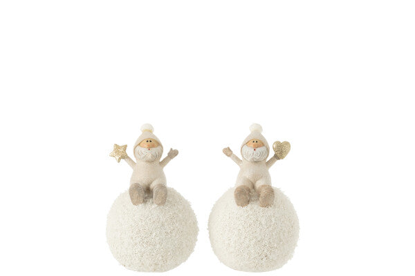 S/2 PERE NOEL BOULE GRIS Ø9xH14 cm