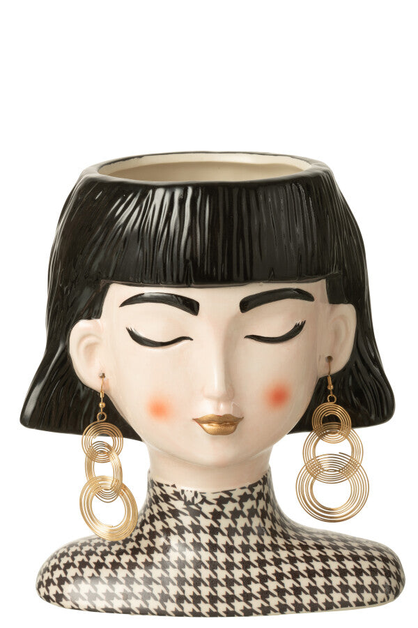 VASE PIED-POULE MARGO CÉRA 19x13.5xH22.3 cm