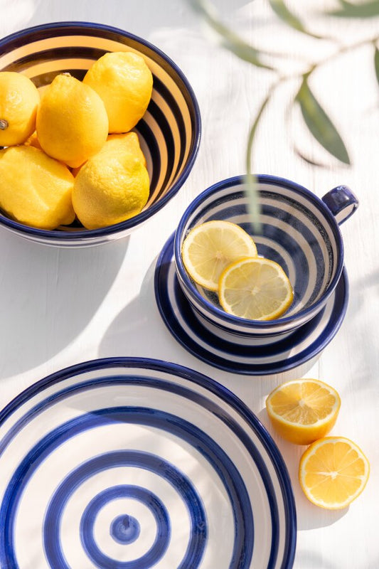 Saladier GRANA Poterie Bleu/Blanc Ø40x15cm