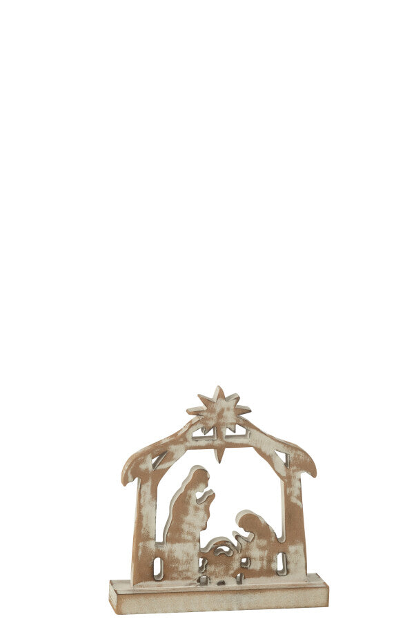 CRECHE BOIS BLANC CASSE/NAT 18x5xH16 cm