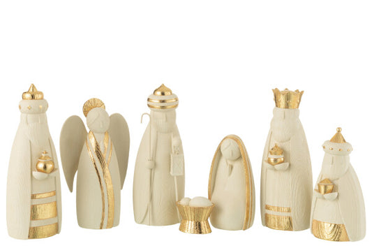 CRECHE 7 PCS RESINE BLANC/OR 73x8.5xH28 cm