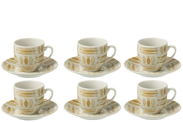 6 Tasses POISSON Céramique 5.1x3x5.5cm