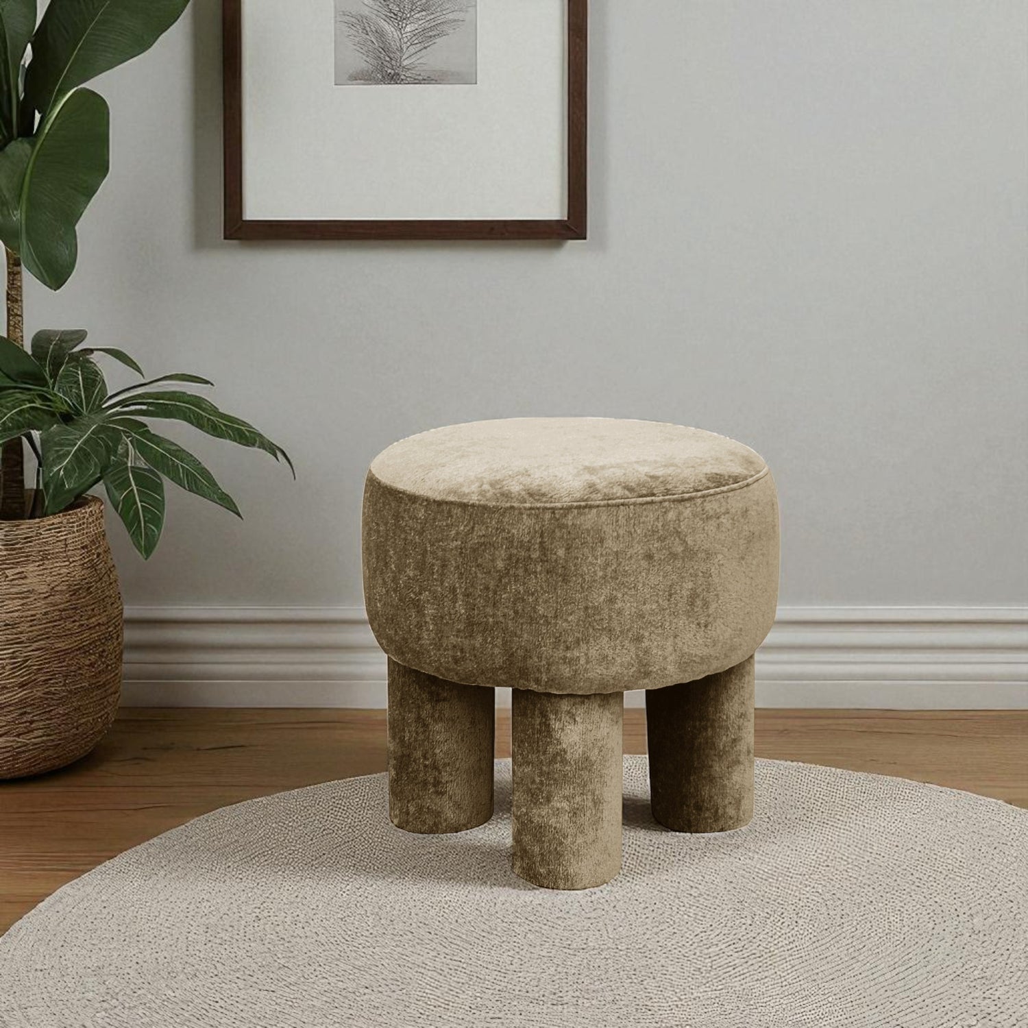 Pouf BORLANO Taupe d43h42cm