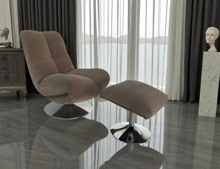 Fauteuil Relax + Repose Pieds BOTON Taupe 93x72xH93 cm