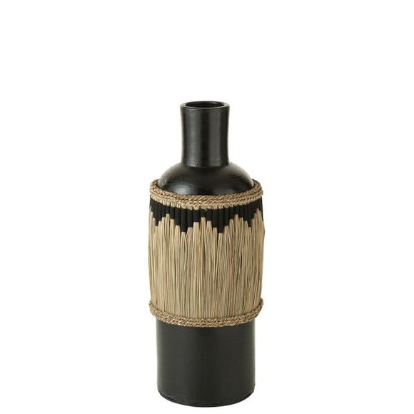 Vase Motif TERRACOTA/HERBE Noir/Nat Ø28xH75 cm