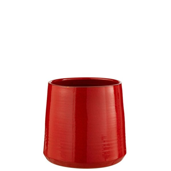 Cachepot Rond Céramique Rouge L Ø28xH26 cm