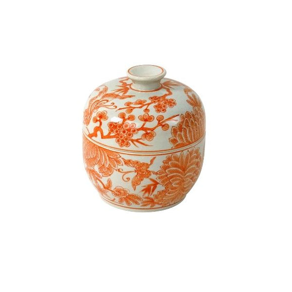 Pot à Couvercle Papillon Orange/Blanc 19x18xH20 cm