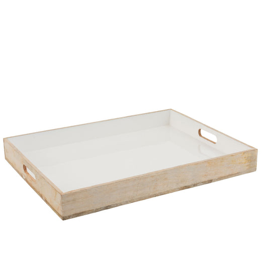 Plateau Bois de Manguier Blanc 66x50xH8 cm