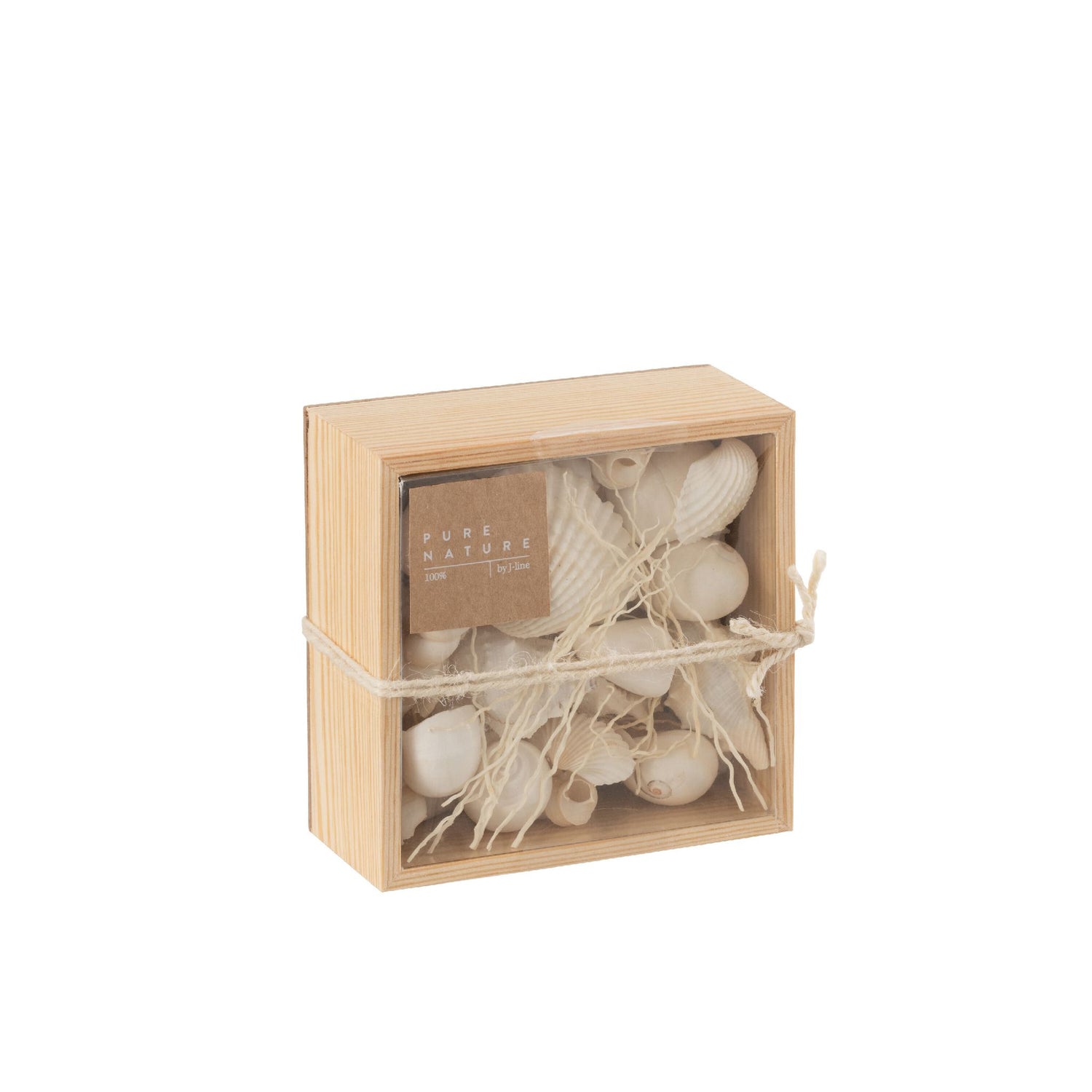 Boîte Carré COQUILLAGES Blanc 12x12xH6 cm