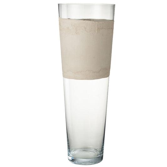 Vase DELPH Verre Transp/Beige XL Ø24.5xH70 cm