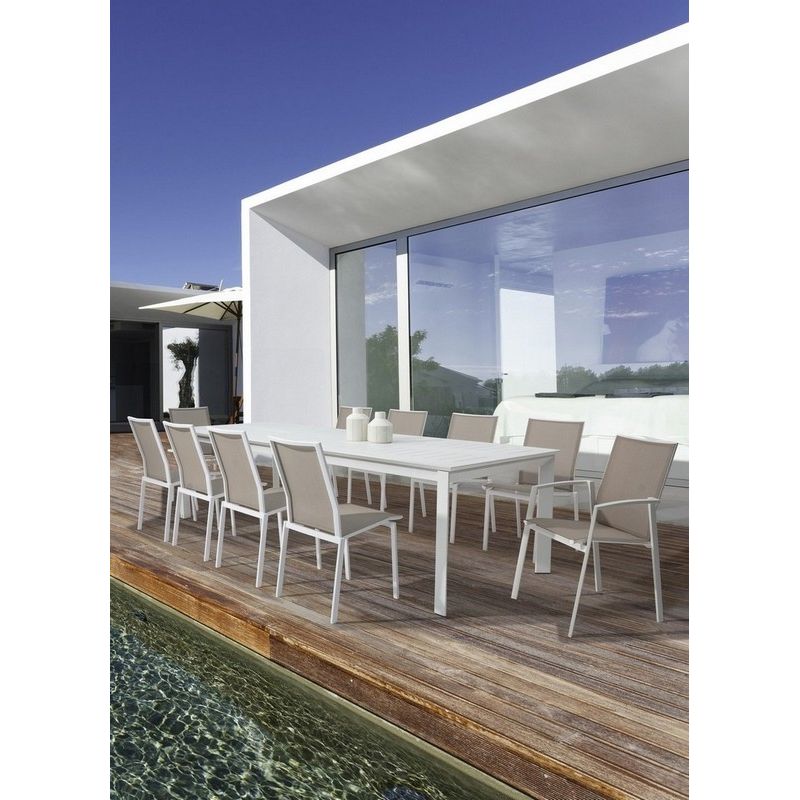 Table REPAS  Extérieur KONNOR Blanc 110x200-300xH76cm
