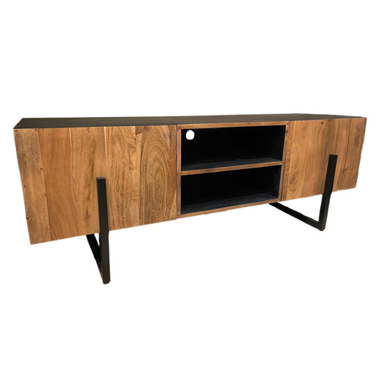 Meuble TV MOLENA 2 portes 2 étagères 140x40 H68cm