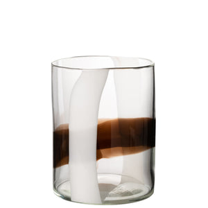 Vase IGGY Verre Blanc/Marron Ø20xH27 cm