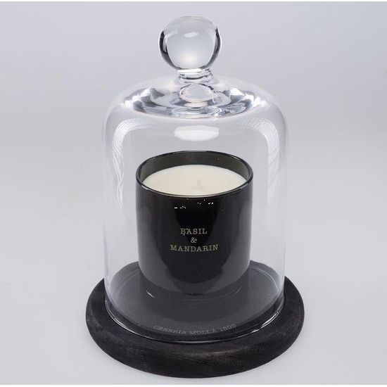 Cloche en verre et socle pour bougie