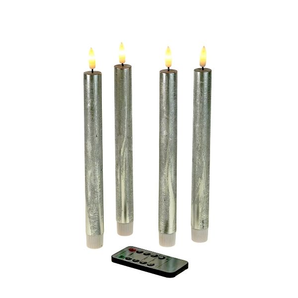 Set de 4 bougies LED, argentées