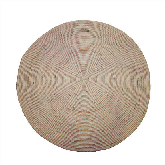 Tapis JUTE ROND Spirale Naturel & Blanc D250cm
