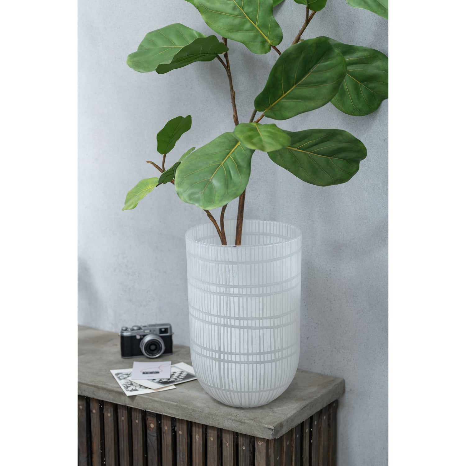 Vase Rond TAILLE Verre Blanc Ø24xH36 cm