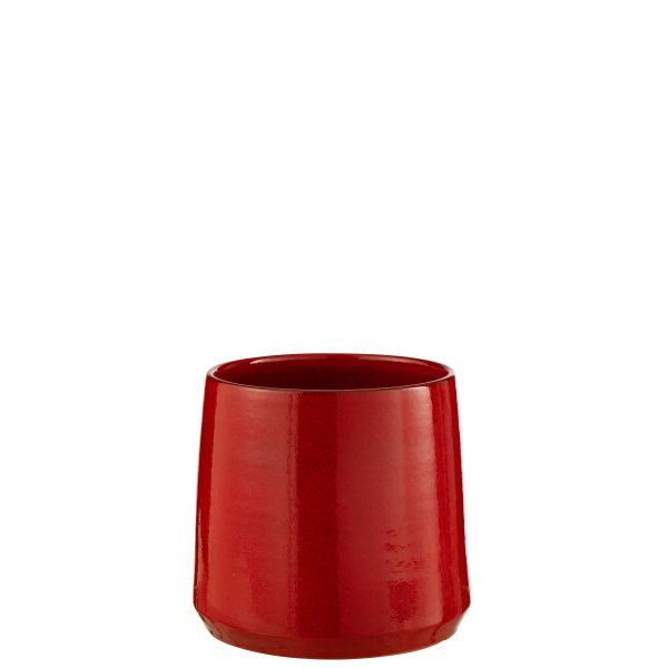 Cachepot Rond Céramique Rouge M Ø24xH22 cm