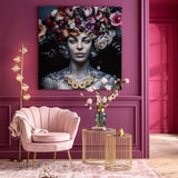 Tableau en verre Flower Art Lady 120x120cm