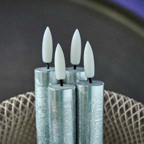 Set de 4 bougies LED, argentées