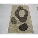 TAPIS REVERSIBLE TAUPE MOTIF ROND 120x180cm