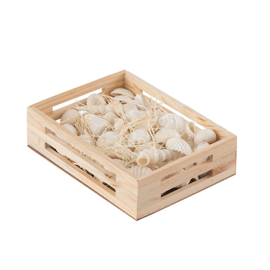 Boîte Carré COQUILLAGES Blanc 20x15xH6 cm