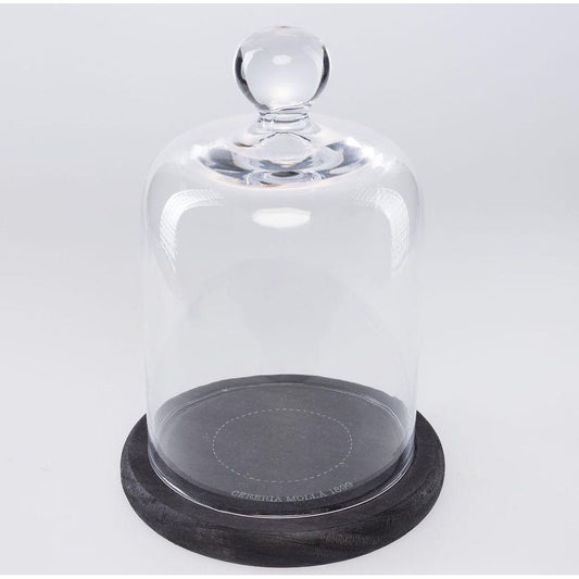 Cloche en verre et socle pour bougie