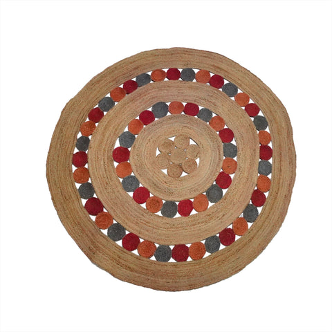 Tapis JUTE ROND Coloré Ajouré D250cm