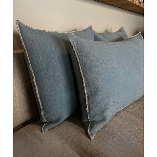 Coussin Lin Bleu Stone 45x45cm