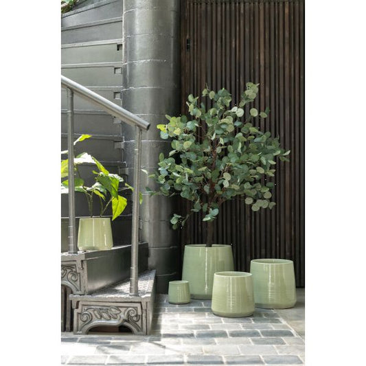 Cachepot Rond Céramique Vert L Ø26xH26 cm