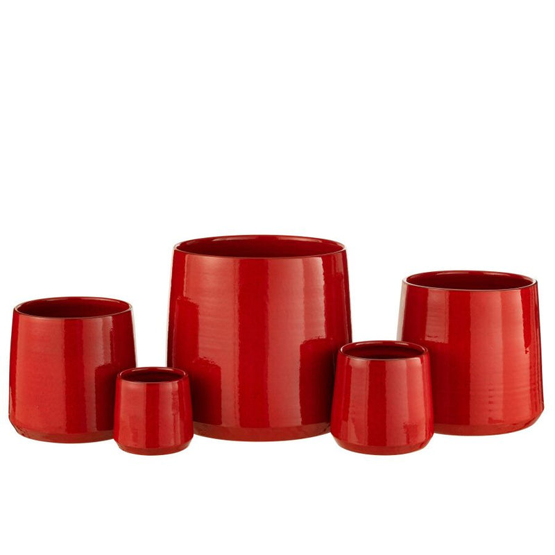 Cachepot Rond Céramique Rouge L Ø28xH26 cm
